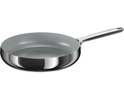 BergHOFF Home Koekenpan Ø 28 cm - PFAS-Vrije Antikleefpan– RVS Braadpan – Keramische Anti-Aanbaklaag Bakpan – Geschikt voor Inductie, Gas, Elektrisch en Keramisch – Ovenbestendige Biefstukpan tot 230 °C – Stellar Steel