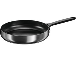 BergHOFF Home Koekenpan Ø 28 cm - PFAS-Vrije Antikleefpan– RVS Braadpan – Keramische Anti-Aanbaklaag Bakpan – Geschikt voor Inductie, Gas, Elektrisch en Keramisch – Ovenbestendige Biefstukpan tot 230 °C – Smokey Black