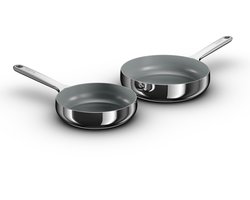 BergHOFF Home Koekenpannenset 2-delig RVS - Ø 20 / Ø 24 cm - Inductie Koekenpan RVS - Antikleefpan - PFAS & PTFE vrij - Inductie, Elektrisch, Keramisch & Gas - Keramische Anti-Aanbakpan