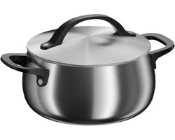 BergHOFF Home Kookpan 20 cm - Kookpot inductie - RVS met Deksel - Geschikt voor Inductie en Alle Warmtebronnen - Ovenbestendig - Vaatwasserbestendig - 3,7 L - Smokey Black
