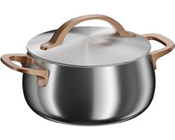 BergHOFF Home Kookpan 20 cm - Kookpot inductie - RVS met Deksel - Geschikt voor Inductie en Alle Warmtebronnen - Ovenbestendig - Vaatwasserbestendig - 3,7 L - Warm Blush