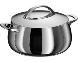 BergHOFF Home Kookpan 24 cm - Rvs Kookpot met Deksel - Geschikt voor Inductie en Alle Warmtebronnen - PFAS-Vrije-Kasserol - Oven- en Vaatwasserbestendige Pot - 6,7 L - Stellar Steel