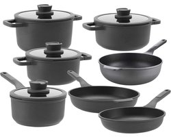 Berghoff Leo Stone+ (ook voor Downdraft) Pannenset - 11 Delig + 4 Gratis Delucio Inductie Matjes