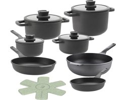 BergHOFF Pannenset Leo Stone+ - 11 Delig - Downdraft pannen nu met set panbeschermers
