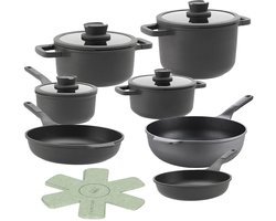 BergHOFF Pannenset Leo Stone+ 7 pannen - Downdraft met Gratis panbeschermers