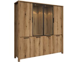 Bergkast Cosmos Eiken - Breedte 197 cm - Hoogte 200 cm - Diepte 48 cm - N - Met planken - Met openslaande deuren
