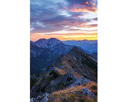 Bergketen Poster - Natuur - Landschap - Creatieve - Berg - Kleurrijk - Majestueuze - posters - formaat 50x70cm - Wanddecoratie - S3686BY