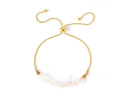 Bergkristal Armband Dames - Goudkleurig - Edelsteen Natuursteen - Verstelbaar - Kasey