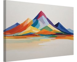 Berglandschap in levendige kleuren portret - Bergen portret - Canvas schilderijen Landschap - Klassieke schilderijen - Canvas schilderijen woonkamer - Muurdecoratie slaapkamer 100x75 cm