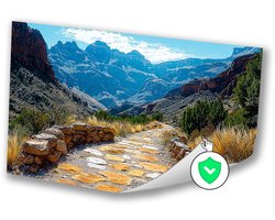 Berglandschap met zonnig wandelpad - Bergen poster - Poster bergpad - Realisme - Posters aan de muur - Kantoor decoratie - poster 100x70 cm
