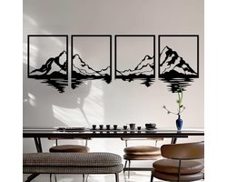 Bergmetalen muurkunst set van 4 - rustiek en natuurlijk - zwart metaal