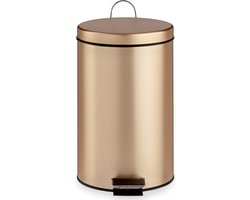 Berilo Pedaalemmer/vuilnisbak - goud kleurig - metaal - 12 liter inhoud