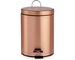 Berilo Pedaalemmer/vuilnisbak - metaal - 5 liter inhoud - koper kleur - 27 x 16 cm