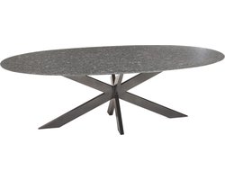 Berlijn 220x120x2cm ovale tuintafel graniet black diamand satinado Studio20