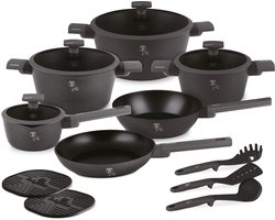Berlinger Haus 15 Delige Pannensets - Inductie - Pannenset Met Deksel Voor Alle Warmtebronnen - PFOA & PFAS vrij - Antraciet