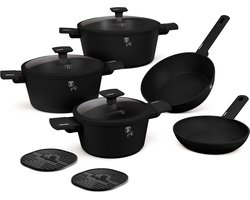 Berlinger Haus 15 Delige Pannensets - Inductie - Pannenset Met Deksel Voor Alle Warmtebronnen - PFOA & PFAS vrij - Zwart
