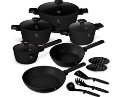 Berlinger Haus 15 Delige Pannensets - Inductie - Pannenset Met Deksel Voor Alle Warmtebronnen - PFOA & PFAS vrij - Zwart/Rose Goud