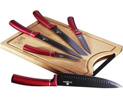 Berlinger Haus - 6 delige keuken messenset met snijplank - rood