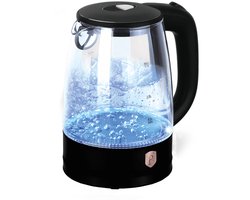 Berlinger Haus Waterkoker - Glas - Elektrisch - 1,7L - Retro - met LED - 2200W - Glazen Waterkoker - Zwart/Rose Goud