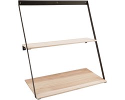 Bern Wandplank - Natuurlijk | Staal en Vurenhout | 50x21x52 cm - House Nordic - Wandrek - Bruin - Hout; Staal