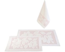 Berussa-Nurpak Derya 3-Delige Badmat en Handdoek Set - 100% Katoen - Zacht & Absorberend_-Kadeau set - Wit