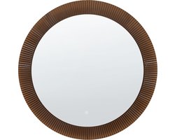BESBE - LED-badkamerspiegel - Zilver/Bruin - Glas