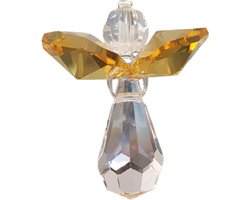 Beschermengel Raamhanger Geel , gemaakt met o.a. swarovski kristal, raamdecoratie, raamkristal, fengshui, crystal, kersthanger, kerst ornament, kerst, cadeau, geluksengel, beschermengel, engel, engeltje, autohanger, kerstpakket