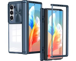 Beschermhoes compatibel met Samsung Galaxy Z Fold 6 - camera-beschermhoes - beschermhoes met verschuifbare camera-afdekking - PC-achterkant en TPU-frame - blauw