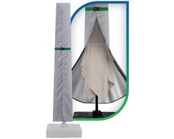 Beschermhoes Parasolhoes 250x60 cm – Waterdichte Hoes voor Staande Parasol tot 360 cm – UV-bestendig – Inclusief Rits & Montagestok – Zilvergrijs