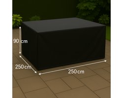 Beschermhoes Tuinmeubel 250x250x90 Zwart Tuinset / Hoes tuinmeubelen - Tuinsethoes - Loungesethoes - Zwarte hoes tuinset