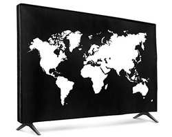 Beschermhoes voor 65 inch televisie - Binnengebruik - Wereldkaart design in zwart-wit