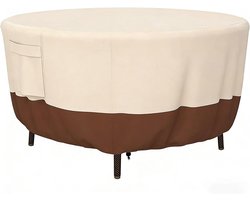 Beschermhoes voor ronde tuintafel - 91 x 58 cm - 420D Oxford stof - beige - geschikt voor tuin, balkon en seizoensopslag