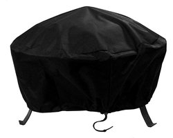 Beschermhoes voor vuurschaal - Beschermhoes voor Vuurkorven - Tuinmeubelhoes - Barbecuehoezen - Vuurkorfhoes - Waterdicht Beschermhoes - 122*46cm - 210D Oxford-stof - Voor vuurkorf 122 cm - Waterdichte - Rond - Met trekkoord - Zwart