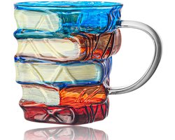 Beschilderde boekenmok, nieuwe 3D beschilderde boeken koffiemok, unieke boekenstapel koffiemok, beschilderde boekenmok, 3D beschilderde boeken koffiemok, unieke boekenstapel koffiemok