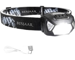 Besjaar Hoofdlamp - Hoofdlamp LED oplaadbaar - 8 LED-koplampen - 1000 lumen - 100 meter bereik - Zwart