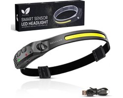 Besjaar Hoofdlamp LED Oplaadbaar - Met Bewegingssensor - 6 Lichtstanden - 400 Lumen - USB-C