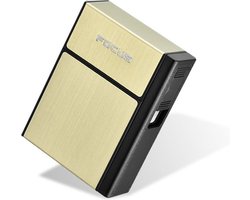 Besjaar Sigarettendoosjes met aansteker - Sigaretten Box - Aluminium - Weerbestendig - Stevig en Luxe - Goud