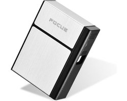 Besjaar Sigarettendoosjes met aansteker - Sigaretten Box - Aluminium - Weerbestendig - Stevig en Luxe - Zilver