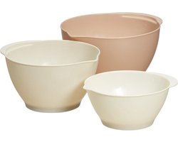Beslagkommen 3 maten - Taupe Beige tinten - Kunststof - 17,5 / 20 / 22,5 cm - 3 Stuks - Mengkommen - Kom - Koken - Bakken