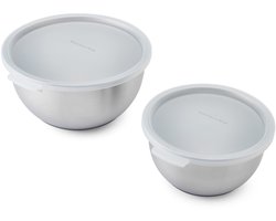 Beslagkommen, Mengkommen met Deksel, Set van 2 Stuks, 1.4 L en 2.8 L, RVS - KitchenAid