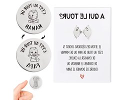 Beslissingsmunt als origineel cadeau voor nieuwe ouders, perfect als souvenir voor doopfeest en attentie voor mama en papa in spe