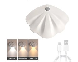 Best Active Nachtlampje - LED Wandlamp met Bewegingssensor - Dimbaar en Oplaadbaar via USB-C - Dag- en Nachtsensor - 3 Lichtkleuren - Wit