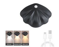 Best Active Nachtlampje - LED Wandlamp met Bewegingssensor - Dimbaar en Oplaadbaar via USB-C - Dag- en Nachtsensor - 3 Lichtkleuren - Zwart