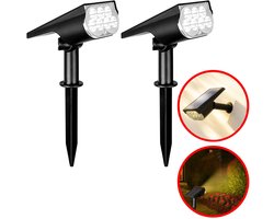Best Active Solar Spotlight Tuinverlichting op Zonne Energie - 2 Stuks - Warm Wit Licht - Dag- en Nachtsensor - 7 LED Lampen - IP65 Waterbestendig - Tuinlampen op Zonneenergie Buiten - Solar Tuinverlichting - Wandlamp - Zwart