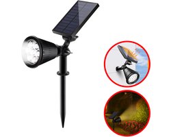 Best Active Solar Spotlight Tuinverlichting op Zonne Energie - Warm Wit Licht - Dag- en Nachtsensor - 7 LED Lampen - IP65 Waterbestendig - Tuinlampen op Zonneenergie Buiten - Solar Tuinverlichting - Wandlamp - Zwart
