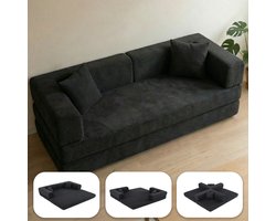 Best Life Slaapbank 2 Persoons - 3-Zits Zetelbed - Sofa - Bedbank - Bank - Zwart