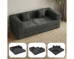Best Life Slaapbank 2 Persoons - 3-Zits Zetelbed - Sofabed - Bedbank - Speelbank - Grijs