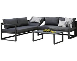 BEST Rhodos - Loungeset inclusief ligbedfunctie 3-Delig Charcoal