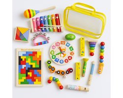Best4Juniors 18-Delige Houten Muziekinstrumenten Set – Educatief & Sensorisch Speelgoed (1–7 jaar)