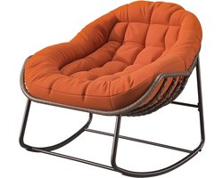 BestAlice Outdoor Rattan Rocking Chairs, Large Indoor Outdoor Chair, Comfortable Thick Rocking Chairs, Modern Leisure Rocking Chair, Suitable for Adults (Orange)